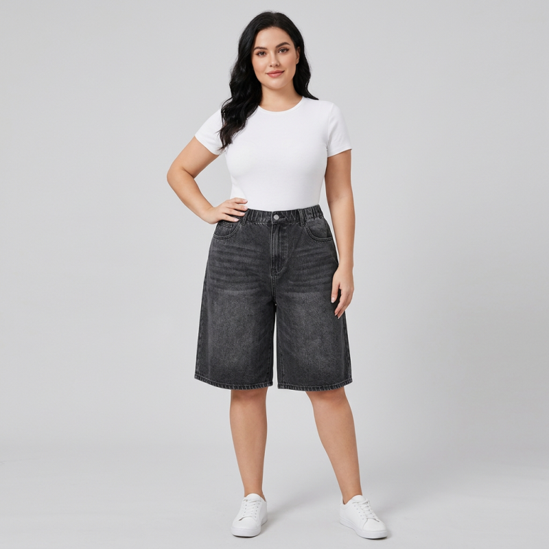 Pantalones cortos holgados de pierna recta