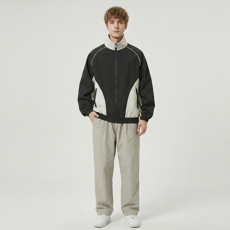 Chaqueta de béisbol moderna con retazos