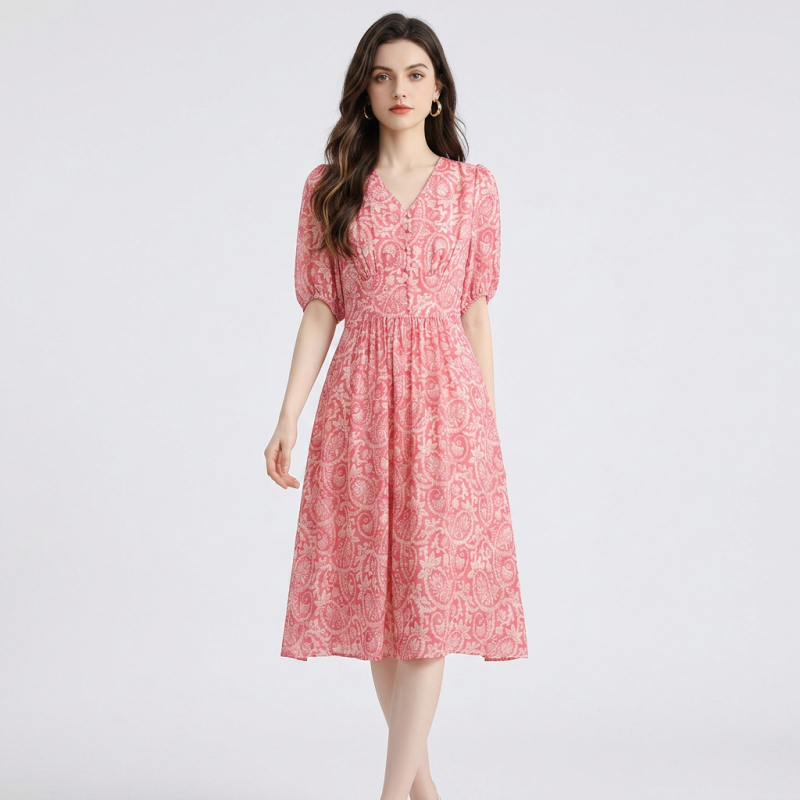 vestido floral con escote en V
