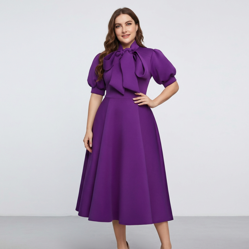 Vestido de falda larga de color liso