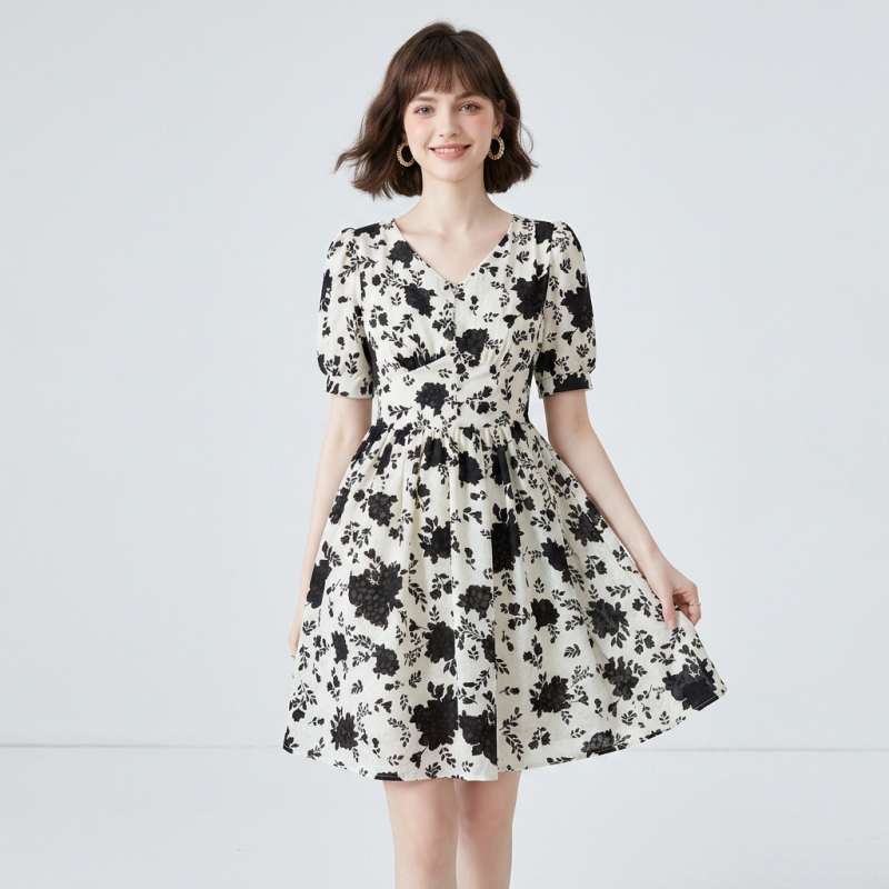 vestido corto con estampado floral