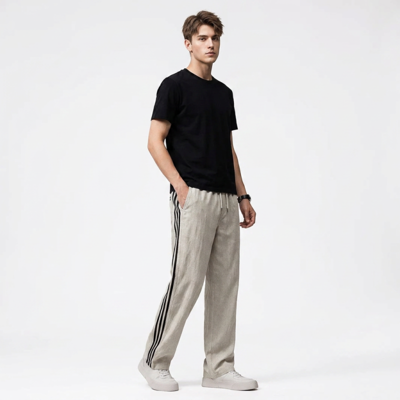 Pantalones casuales de pierna recta con bloques de color