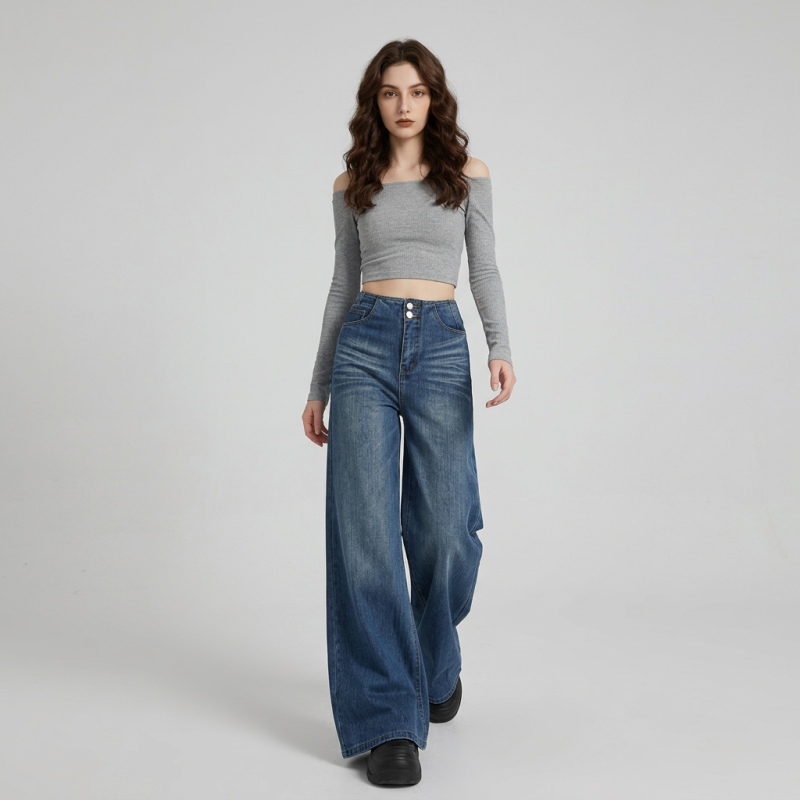 vaquero de pantalones acampanados al estilo americano