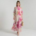 Vestido floral con hombros descubiertos
