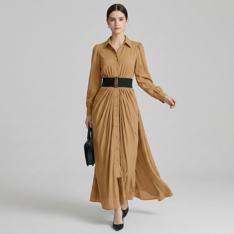 Elegante vestido camisero abotonado