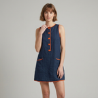 Vestido chaleco retro con bloques de color