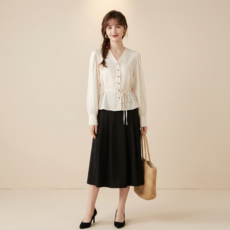 Camisa ajustada con escote en V