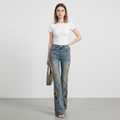 Pantalones vaqueros con aberturas estilo mariposa al estilo americano