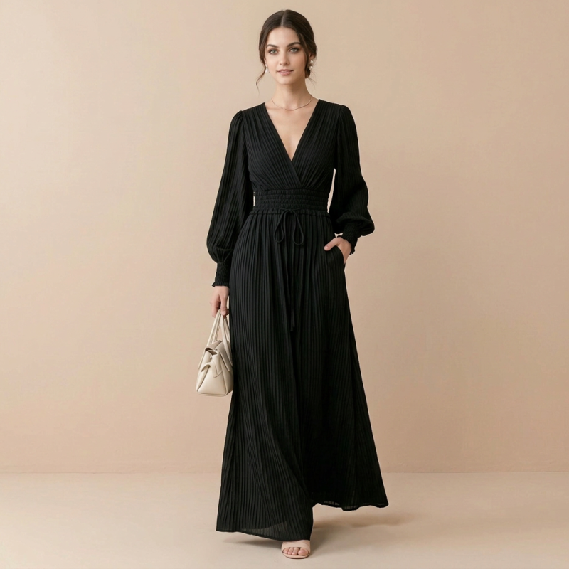 Vestido informal ajustado de manga larga