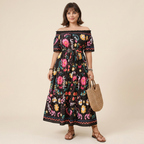 Vestido estampado con los hombros descubiertos