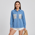 Camisa vaquera deshilachada con lentejuelas