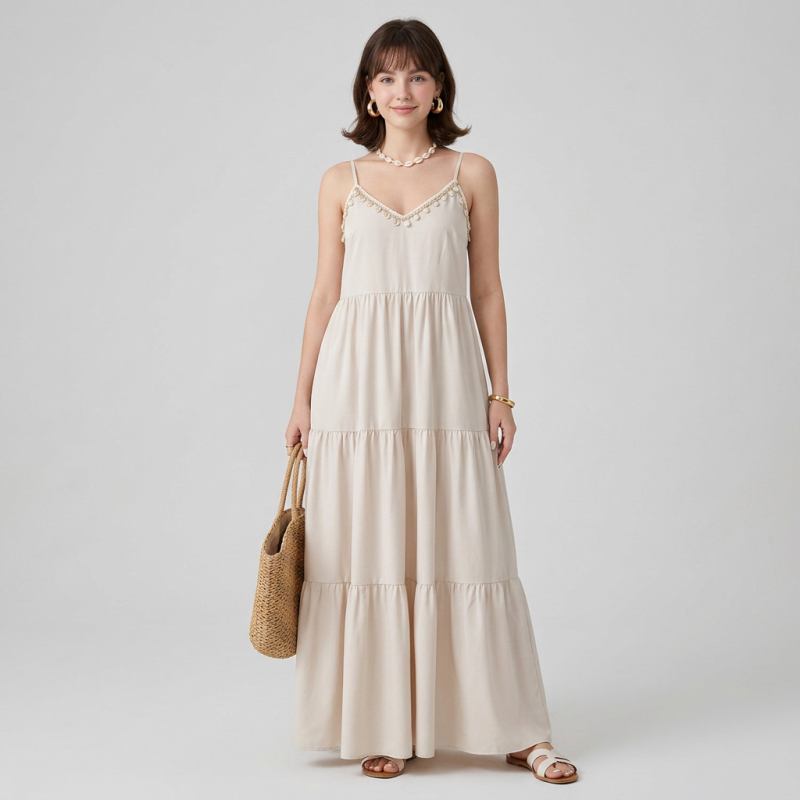 vestido lencero con escote en V
