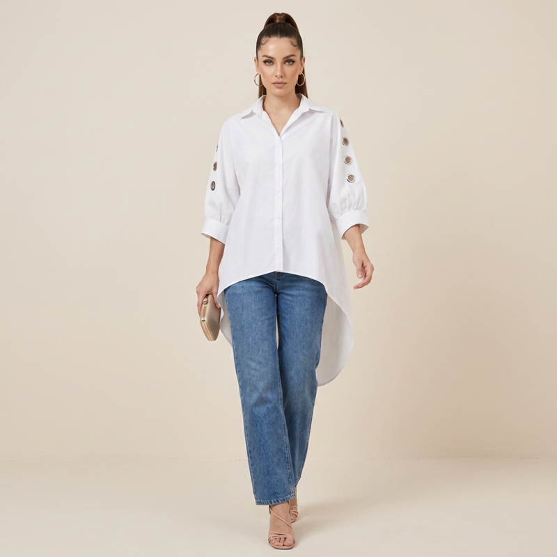 Camisa de corte holgado e informal