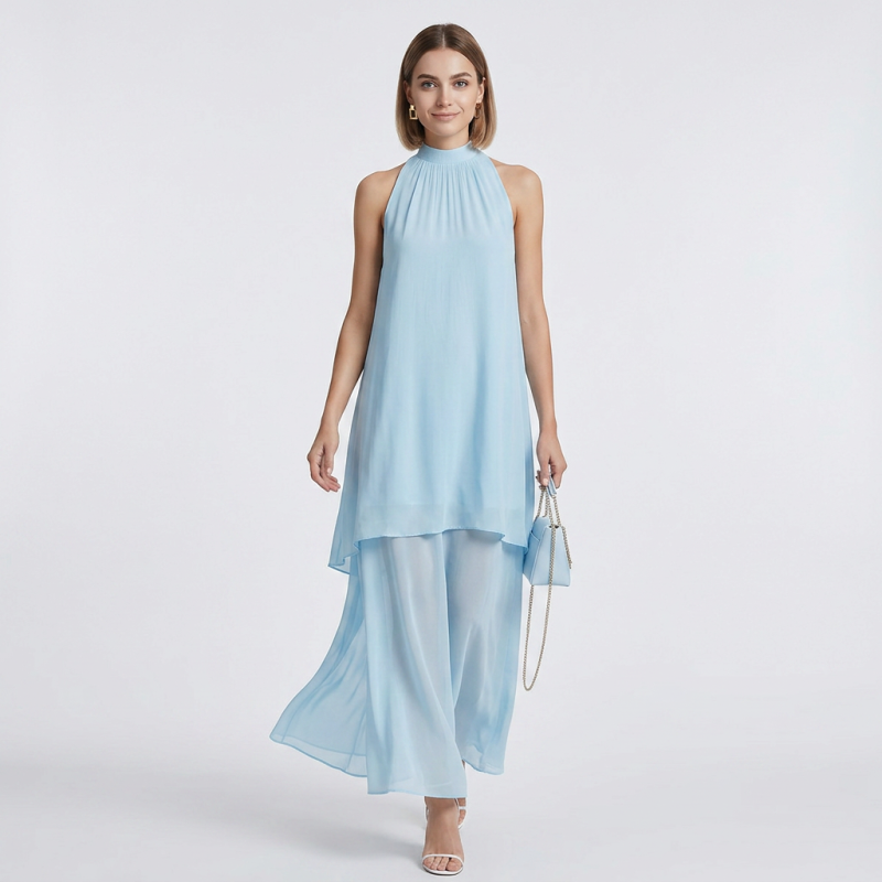 Vestido de gasa de dos piezas de imitación