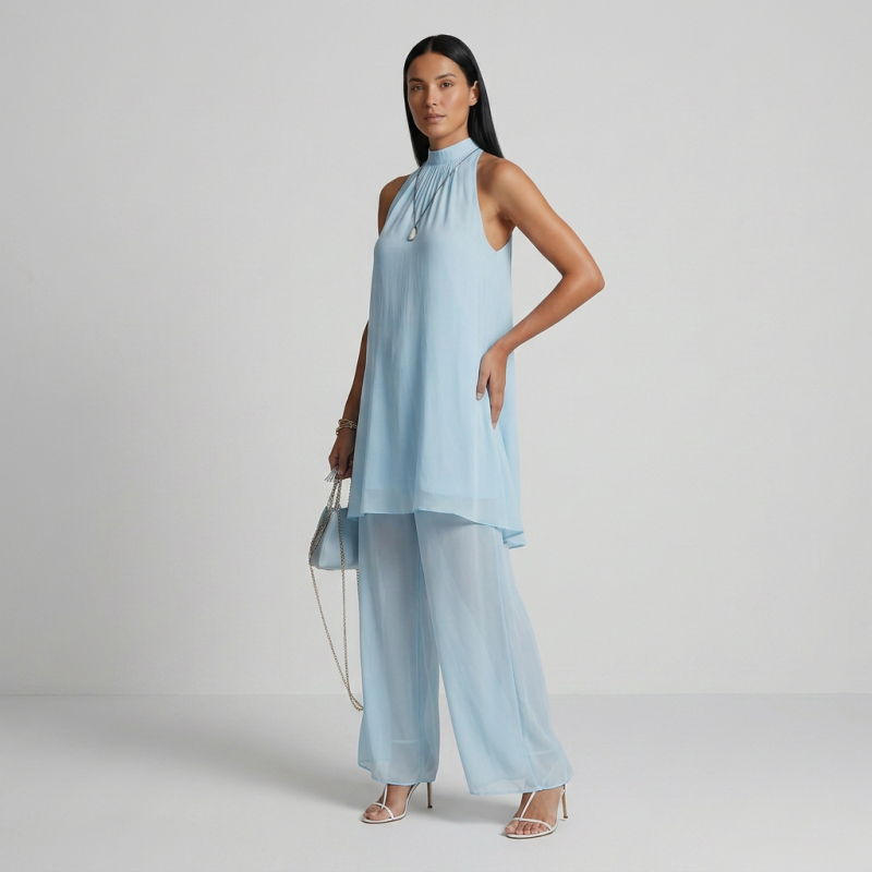 Vestido de gasa de dos piezas de imitación