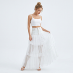 Falda midi de patchwork de malla