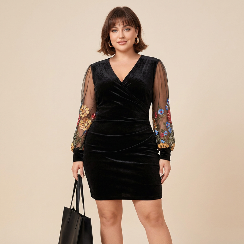 vestido ajustado bordado