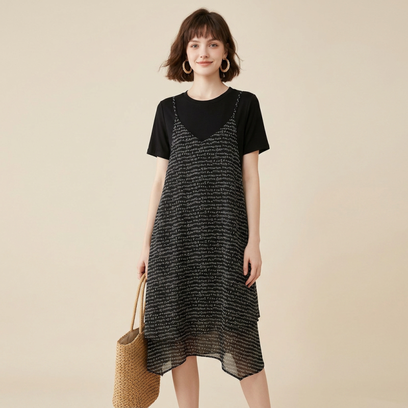 Vestido de moda de dos piezas simulado
