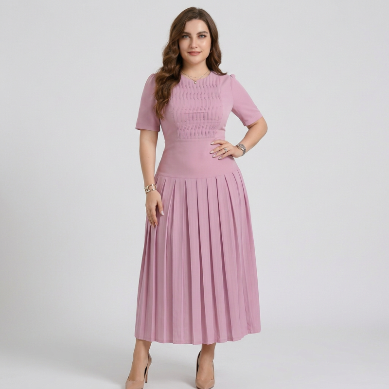 Vestido plisado de talla grande
