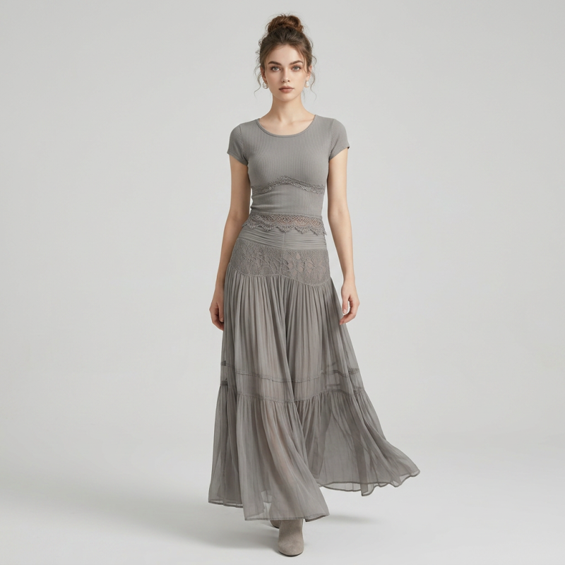 Elegante conjunto de vestido de manga corta