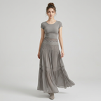 Elegante conjunto de vestido de manga corta
