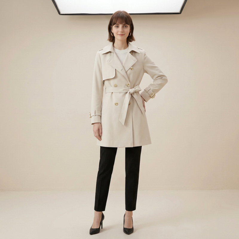 Gabardina elegante de estilo coreano