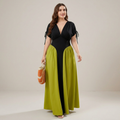 vestido de patchwork con cintura ajustada