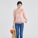 Blusa estampada con volantes