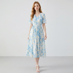 vestido de gasa azul
