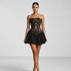 vestido palabra de honor con cola de sirena