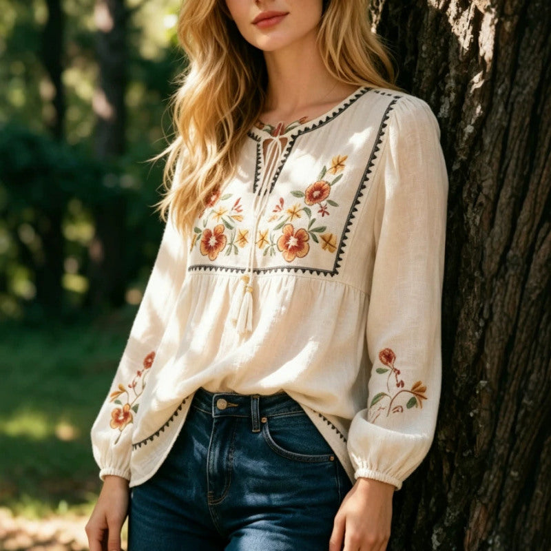Camisa retro bordada
