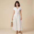 Vestido largo con solapas de estilo francés