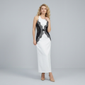 Vestido largo con escote halter calado