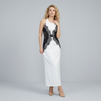 Vestido largo con escote halter calado