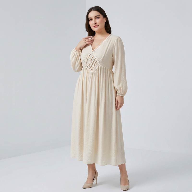 Vestido largo y delicado de estilo francés