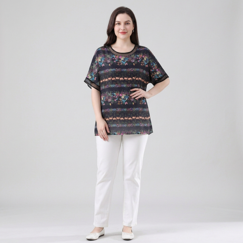 Camiseta elegante de cuello redondo