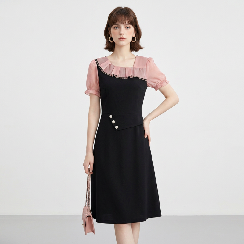 vestido de retazos con volantes