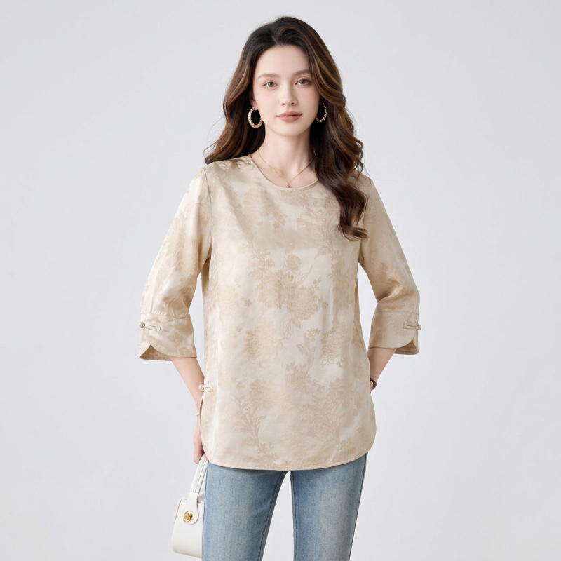 Camisa de jacquard satinado