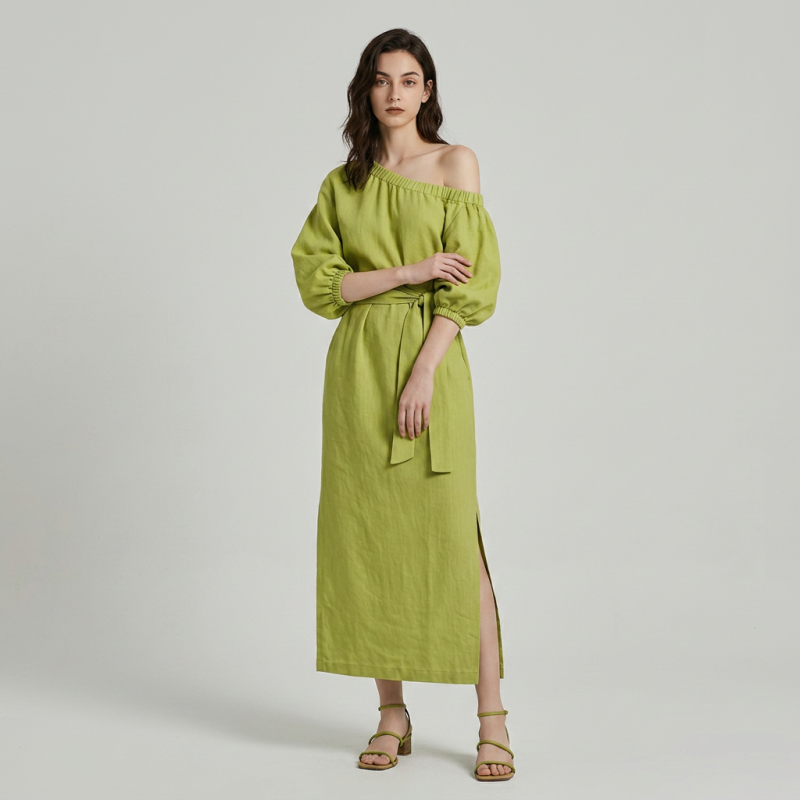 Vestido asimétrico con lazo