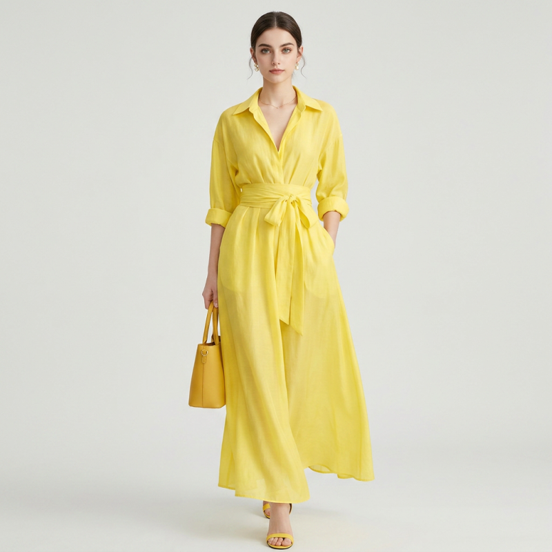 Elegante vestido camisero ajustado