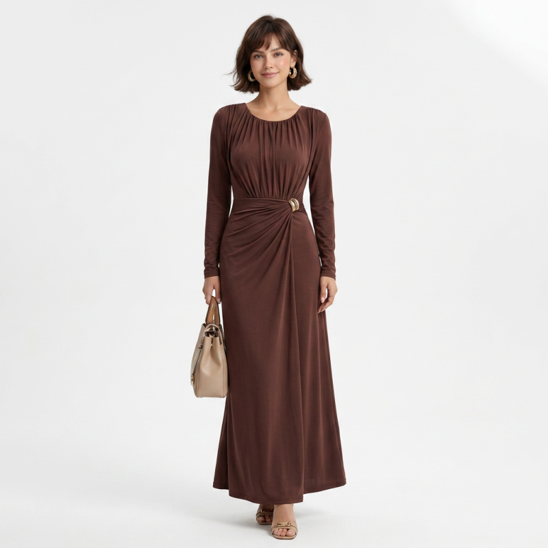 vestido con cintura plisada