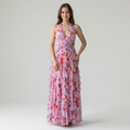vestido floral con volantes