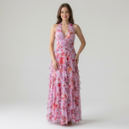 vestido floral con volantes