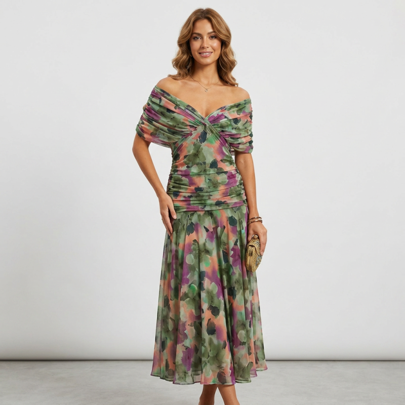 Vestido estampado de malla