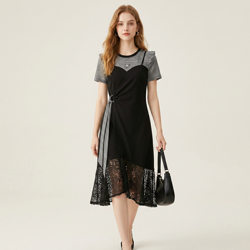 vestido de retazos de encaje