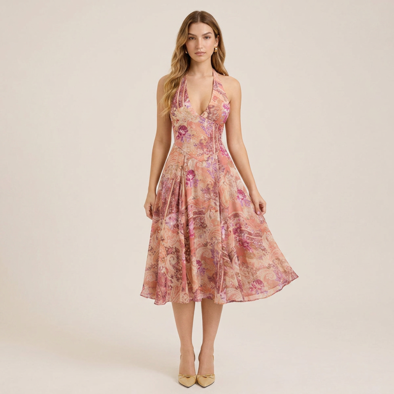 Vestido sexy con estampado floral