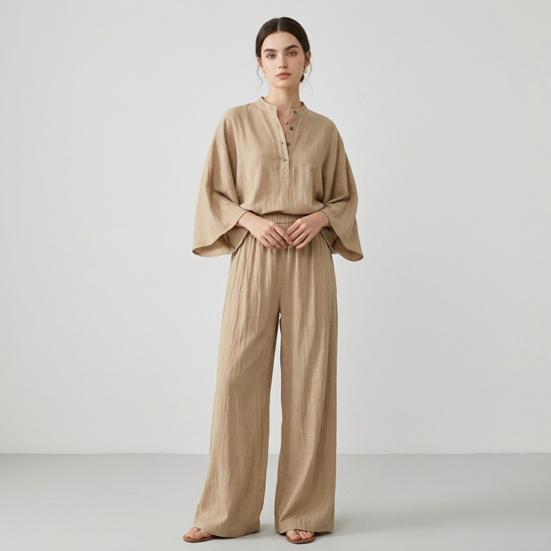 Conjunto de dos piezas con pantalón de pierna ancha