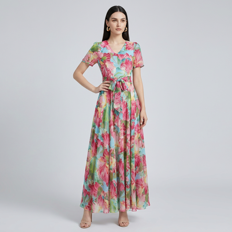 Elegante vestido largo floral