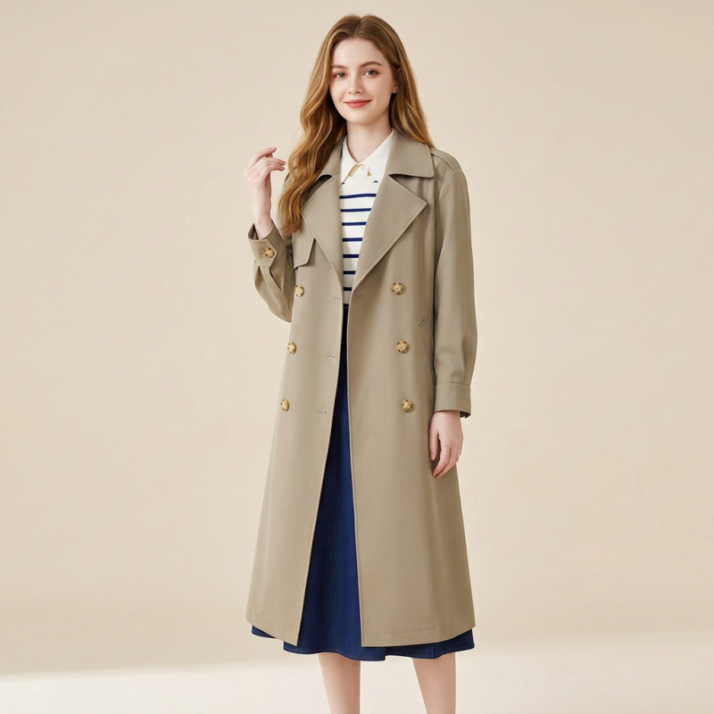 Gabardina larga de estilo coreano