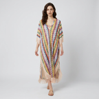 Vestido pareo con flecos estilo resort